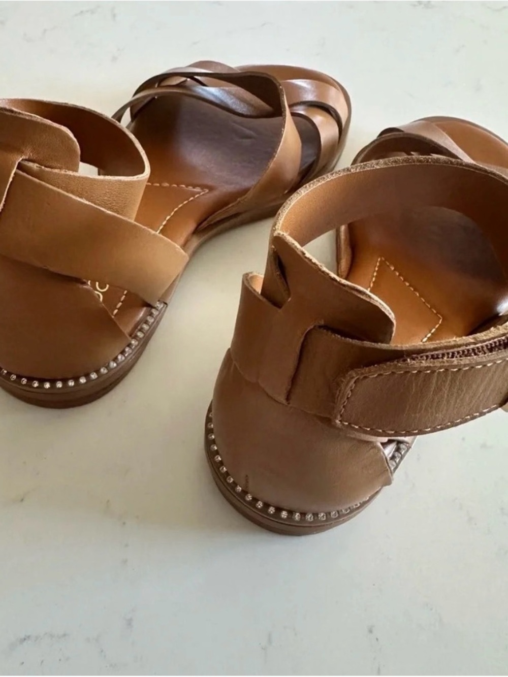 Franko Sarto Women’s Tan Ankle-Strap Leather Sandals - Picture 3 of 4